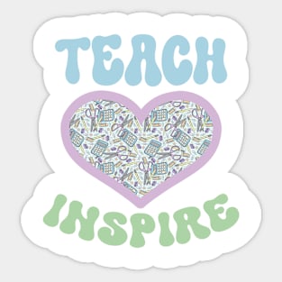 Teach Love Inspire Stationary Heart Design Sticker